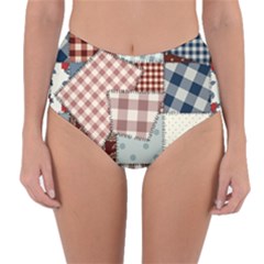 Cloth Patches Texture Macro, Patches Of Cloth Reversible High-waist Bikini Bottoms