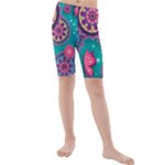 Floral Pattern, Abstract, Colorful, Flow Kids  Mid Length Swim Shorts