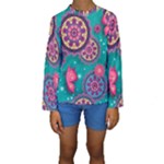 Floral Pattern, Abstract, Colorful, Flow Kids  Long Sleeve Swimwear