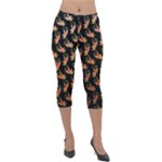 Regal Eagle Pattern Lightweight Velour Capri Leggings 