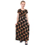 Regal Eagle Pattern Kids  Short Sleeve Maxi Dress