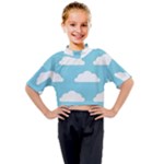 Clouds Blue Pattern Kids Mock Neck T-Shirt