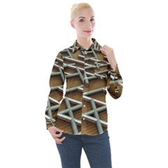 0118 F Expression Of Structure Large Women s Long Sleeve Pocket Shirt