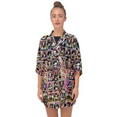Spanish Gothic Girls Pattern Half Sleeve Chiffon Kimono