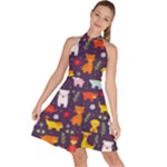 Pet Animal 01 Sleeveless Halter Neck A-Line Dress