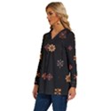 Minimalist Pattern With Simple Lines,flower And Shapes, Creating A Clean And Modern Long Sleeve Drawstring Hooded Top View2