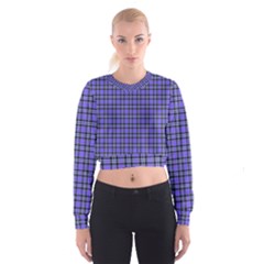 Blue Tartan Plaid 1 Cropped Sweatshirt