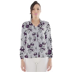 Elegant Purple Floral Jacquard Mesh Lace Fabric Women s Windbreaker