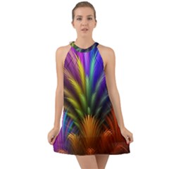 Abstract Colors - , Abstract Colors Halter Tie Back Chiffon Dress