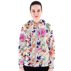 Abstract Floral Background Women s Zipper Hoodie