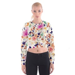 Abstract Floral Background Cropped Sweatshirt