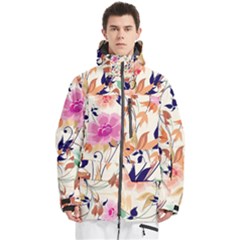 Abstract Floral Background Men s Multi Pockets Zip Ski And Snowboard Waterproof Breathable Jacket