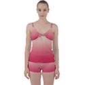 Cream Yellow To Crimson Red Linear Gradient Tie Front Two Piece Tankini View1