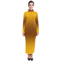 Amber Orange To Chocolate Brown Bilinear Gradient Turtleneck Maxi Dress