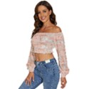 Boho Pattern Long Sleeve Crinkled Weave Crop Top View2