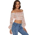 Boho Pattern Long Sleeve Crinkled Weave Crop Top View3