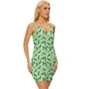 Leaves Pattern Texture Seamless Wrap Tie Front Dress View3