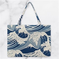 Japanese Wave Pattern Zipper Medium Tote Bag