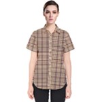 Retro 60s 50s Plaid Pattern 3 Women s Short Sleeve Shirt