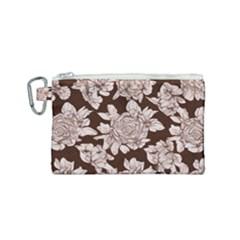 Mid Century Retro Floral 1970s 1960s Pattern 106 Canvas Cosmetic Bag (small)