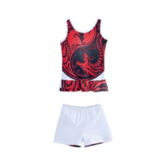 Red Yin Yang Dragons Kids  Boyleg Swimsuit