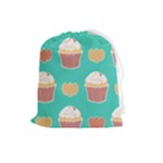 Retro 40s 50s Cupcake Pattern 3 Drawstring Pouch (Large)