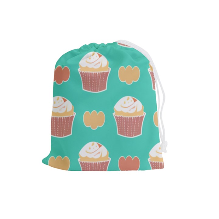 Retro 40s 50s Cupcake Pattern 3 Drawstring Pouch (Large)