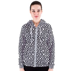 Black White Snake Pattern Women s Zipper Hoodie