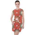 Background Abstract Drawstring Hooded Dress