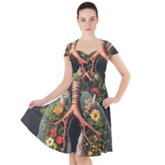 Lungs Health Cap Sleeve Midi Dress With Pockets