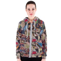Background Embroidery Pattern Stitches Abstract Women s Zipper Hoodie