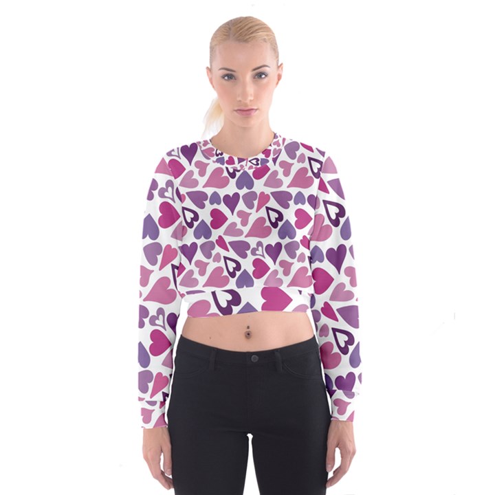 Heart Pattern Repetition Background Cropped Sweatshirt