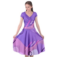 Colorful Labstract Wallpaper Theme Cap Sleeve Wrap Front Dress