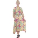 Abstract Pattern Design Scrapbooking Quarter Sleeve Wrap Front Maxi Dress View2