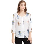 Bluey, Bluey merch, Bluey pattern, Bluey Bluey, bingo, Bluey design, bluey dog Chiffon Quarter Sleeve Blouse Bluey, Bluey merch, Bluey pattern, Bluey Bluey, bingo, Bluey design, bluey dog Chiffon Quarter Sleeve Blouse