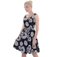 Mid Century Retro Floral 1970s 1960s Pattern 86 Knee Length Skater Dress
