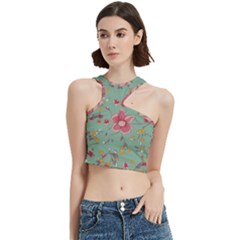 Mid Century Retro Floral 1970s 1960s Pattern 79 Cut Out Top