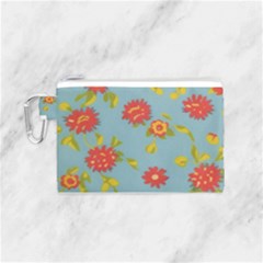 Mid Century Retro Floral 1970s 1960s Pattern 78 Canvas Cosmetic Bag (small)