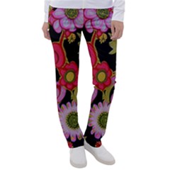 Mid Century Retro Floral 1970s 1960s Pattern 70 Women s Casual Pants