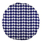 Blue And White Leaf Pattern 18  Premium Round Cushion 