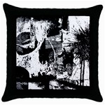 Grunge Skull Black Throw Pillow Case