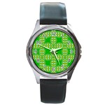 Retro Green Pattern Round Metal Watches