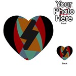 Fractal Design in Red, Soft-Turquoise, Camel on Black Multi-purpose Cards (Heart)  Back 35