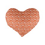 Coral And White Owl Pattern Standard 16  Premium Flano Heart Shape Cushions Back