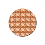 Orange And White Owl Pattern Rubber Coaster (Round) 