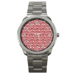 Red And White Owl Pattern Sport Metal Watches