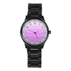 Purple Gradient Chevron Stainless Steel Round Watches