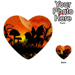 Beautiful Unicorn Silhouette In The Sunset Multi-purpose Cards (heart) 