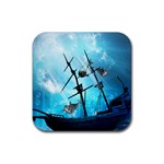 Awesome Ship Wreck With Dolphin And Light Effects Rubber Coaster (Square) 