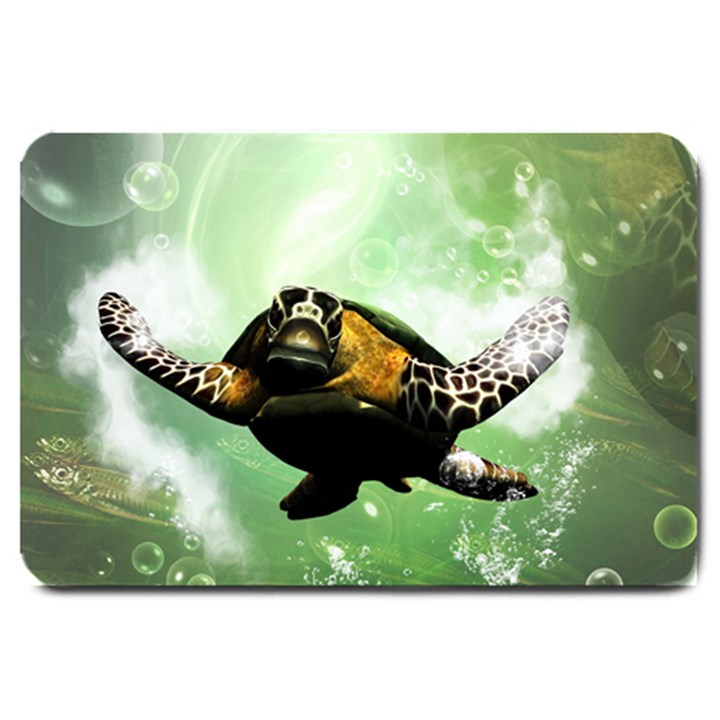 Wonderful Sea Turtle With Bubbles Large Doormat 